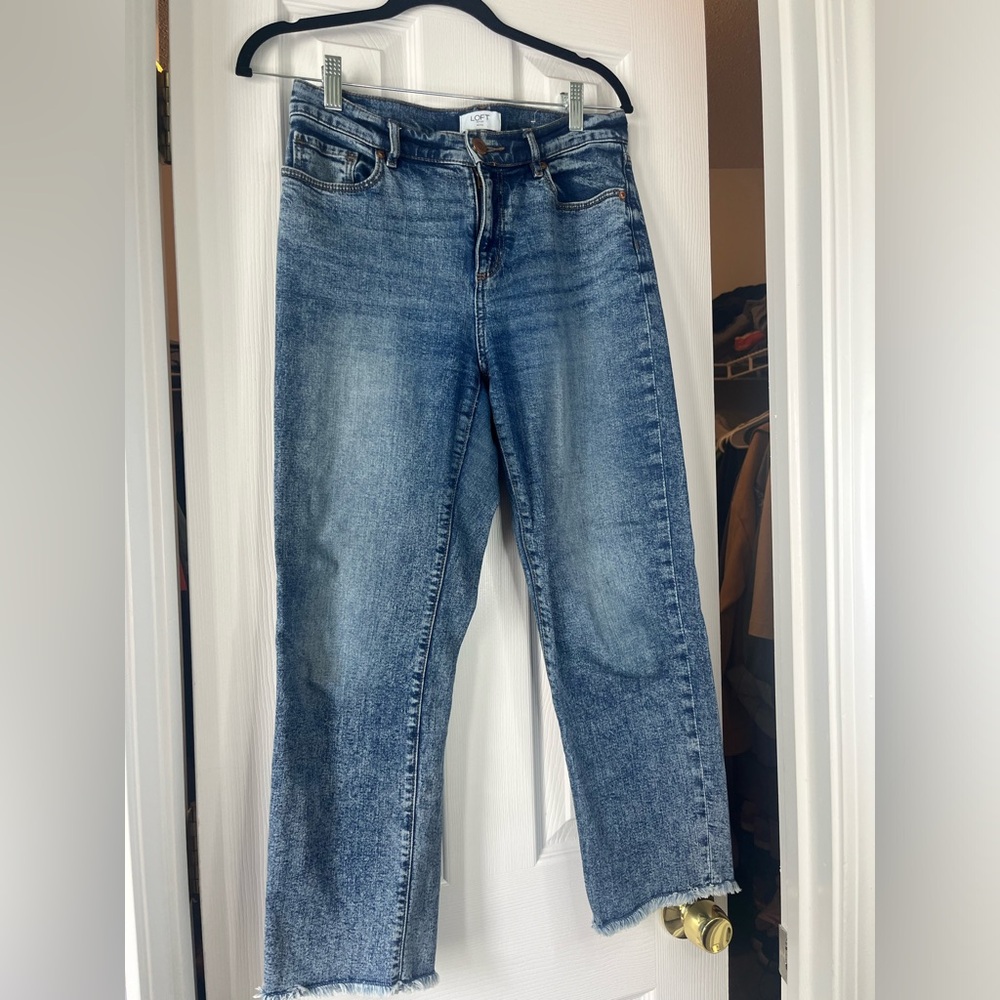 Distressed Denim Jeans with Fringed Bottoms! ⭐️✨